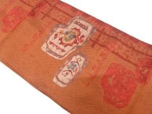 ふくれ織　花更紗模様織り出し　名古屋帯